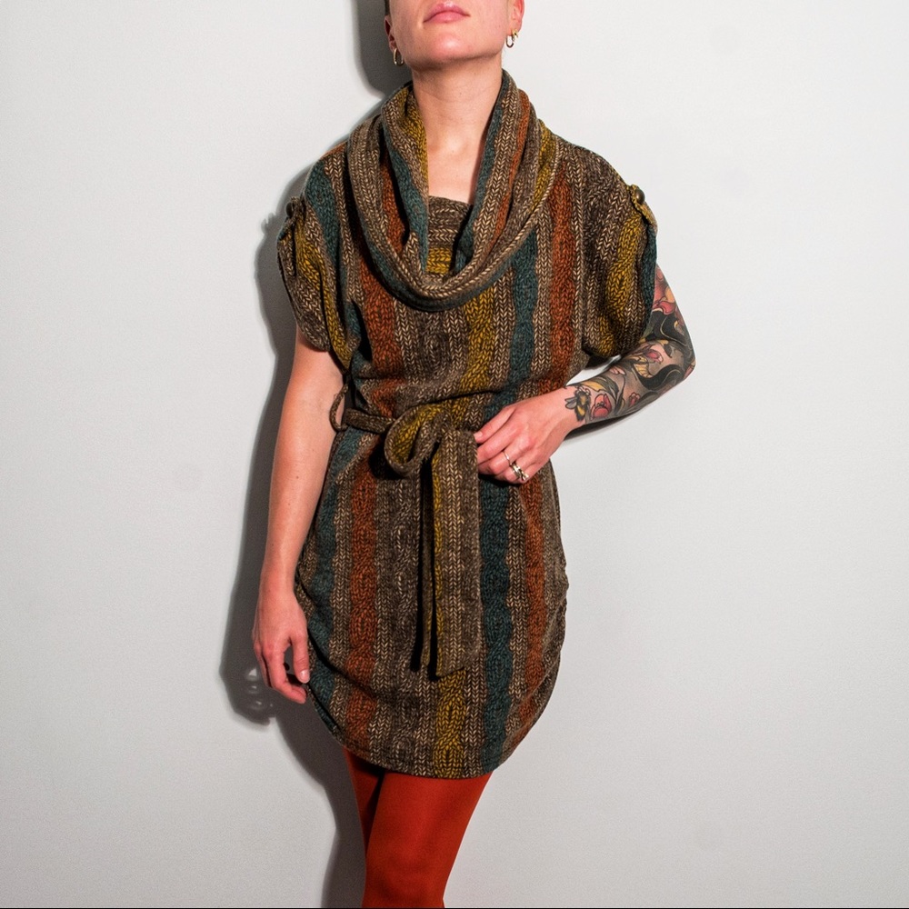 Autumn Cowl Neck Sweater Dress